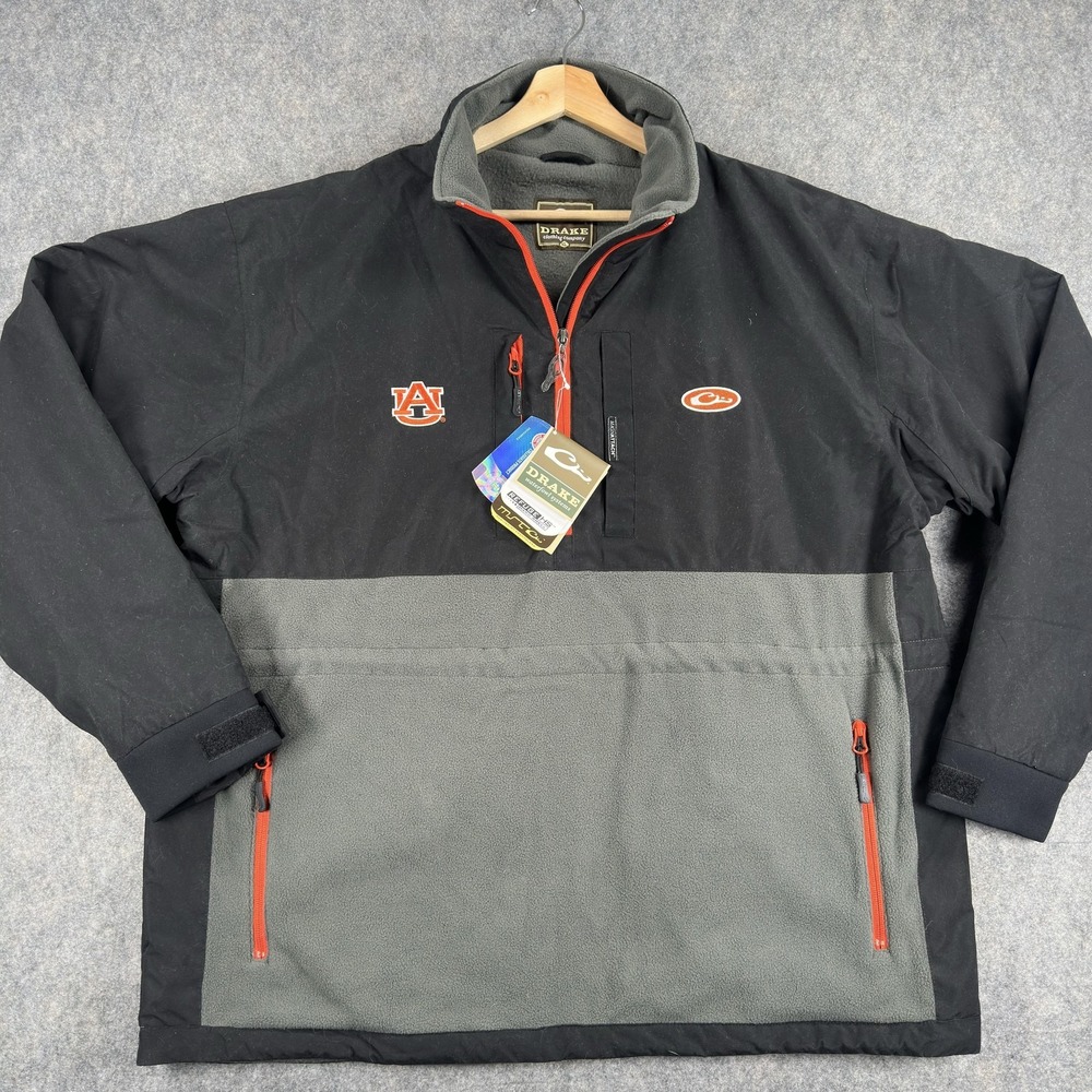 Auburn Tigers Jacket Mens XL Black‎ Gray NCAA Football Pullover Drake Waterfowl
